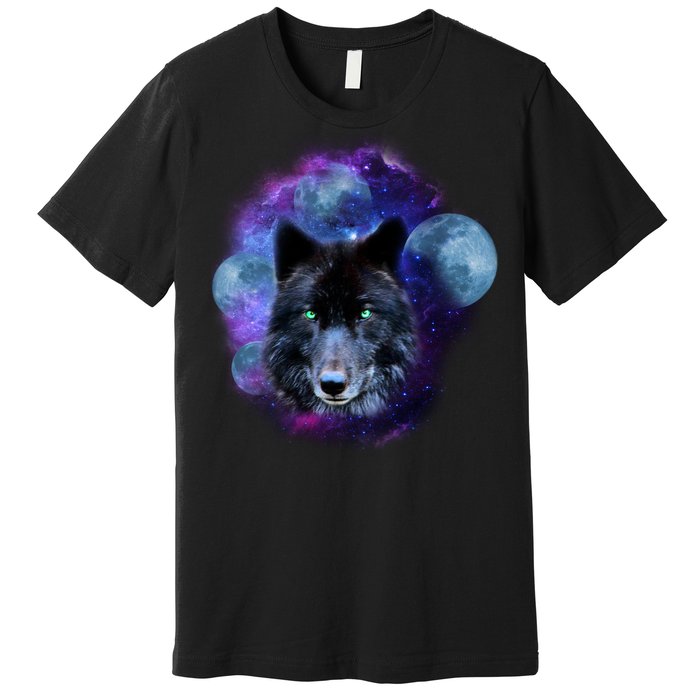 Dark Moon Wolf Galaxy Premium T-Shirt