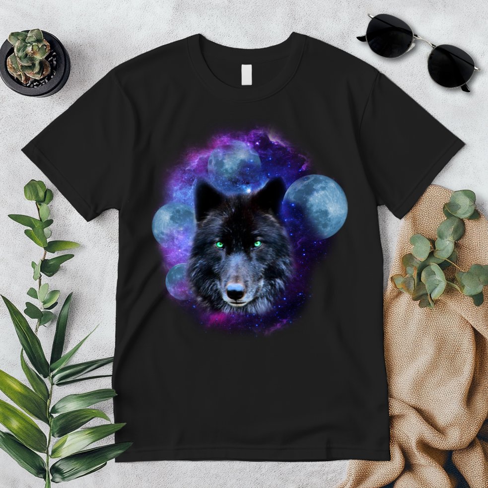 Dark Moon Wolf Galaxy Premium T-Shirt