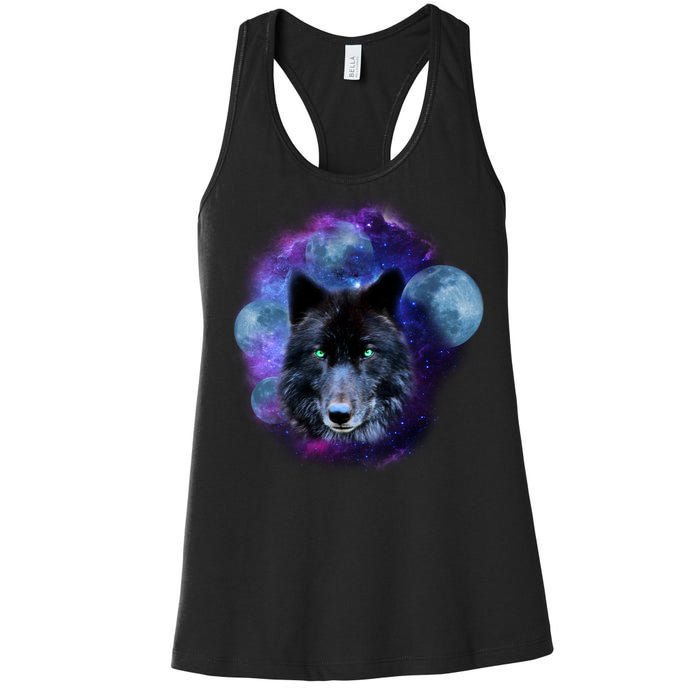 Dark Moon Wolf Galaxy Women's Racerback Tank