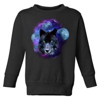 Dark Moon Wolf Galaxy Toddler Sweatshirt