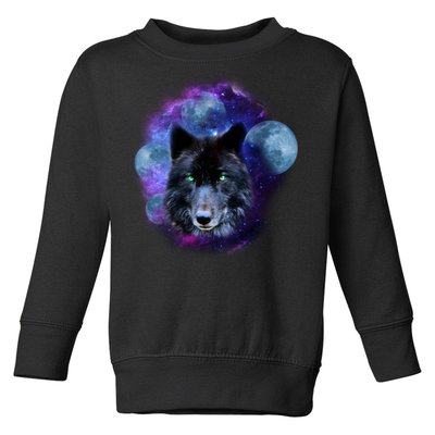 Dark Moon Wolf Galaxy Toddler Sweatshirt