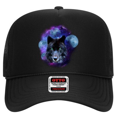 Dark Moon Wolf Galaxy Trucker Hat