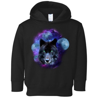 Dark Moon Wolf Galaxy Toddler Hoodie