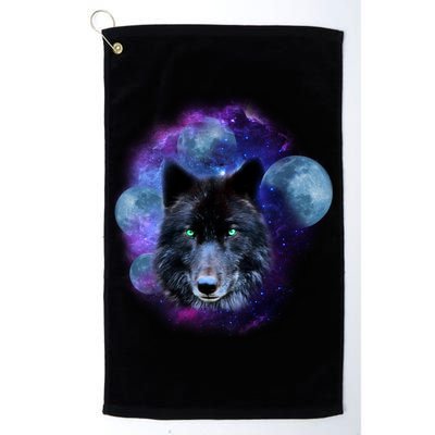 Dark Moon Wolf Galaxy Golf Towel