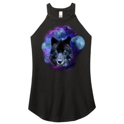 Dark Moon Wolf Galaxy Women’s Perfect Tri Rocker Tank