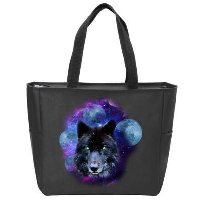 Dark Moon Wolf Galaxy Zip Tote Bag