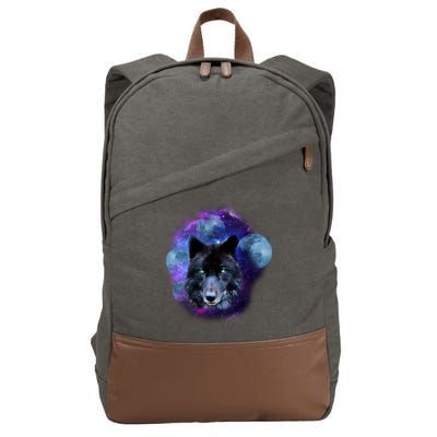 Dark Moon Wolf Galaxy Cotton Canvas Backpack