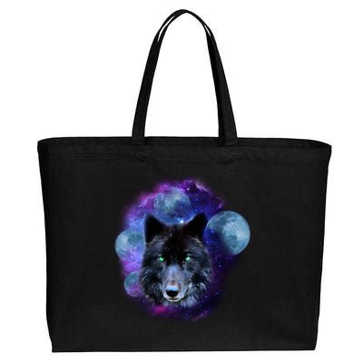 Dark Moon Wolf Galaxy Cotton Canvas Jumbo Tote