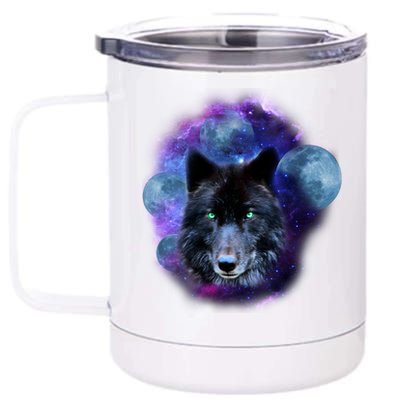 Dark Moon Wolf Galaxy 12 oz Stainless Steel Tumbler Cup