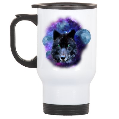 Dark Moon Wolf Galaxy Stainless Steel Travel Mug