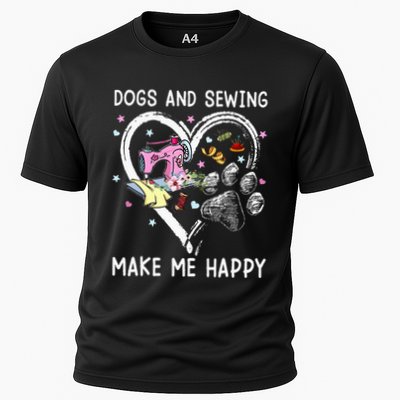 Dogs And Sewing Make Me Happy Funny Dogs And Sewing Performance Shirt