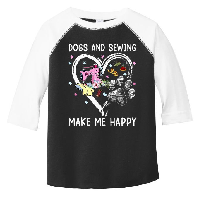 Dogs And Sewing Make Me Happy Funny Dogs And Sewing Toddler Fine Jersey T-Shirt
