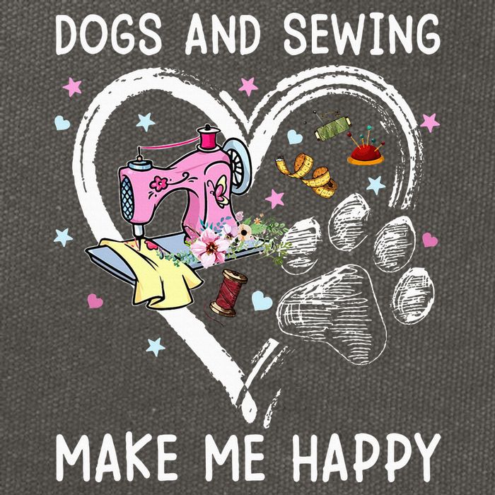 Dogs And Sewing Make Me Happy Funny Dogs And Sewing Cotton Canvas Backpack