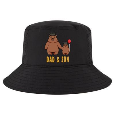 Dad And Son Matching Couple Bear Camping Birthday Father Funny Gift Cool Comfort Performance Bucket Hat