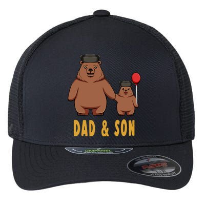 Dad And Son Matching Couple Bear Camping Birthday Father Funny Gift Flexfit Unipanel Trucker Cap