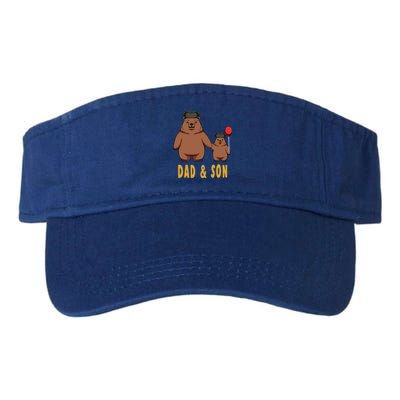 Dad And Son Matching Couple Bear Camping Birthday Father Funny Gift Valucap Bio-Washed Visor