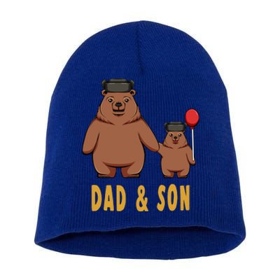 Dad And Son Matching Couple Bear Camping Birthday Father Funny Gift Short Acrylic Beanie