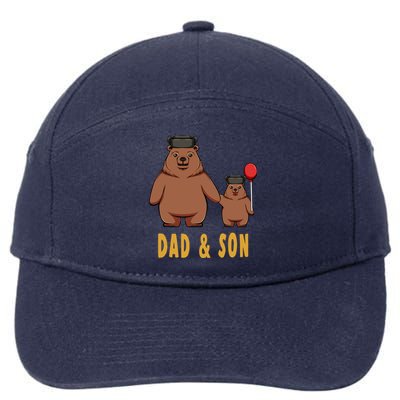 Dad And Son Matching Couple Bear Camping Birthday Father Funny Gift 7-Panel Snapback Hat