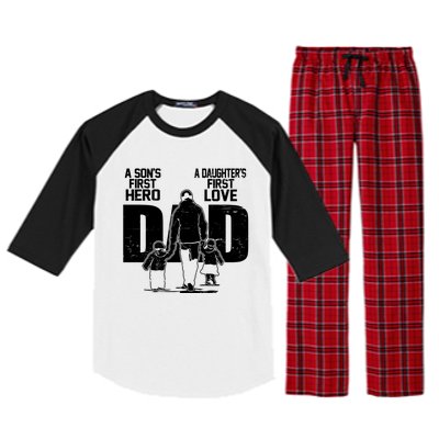 Dad A Sons First Hero Daughters First Love Fathers Day From Son Daughter To Dad Raglan Sleeve Pajama Set