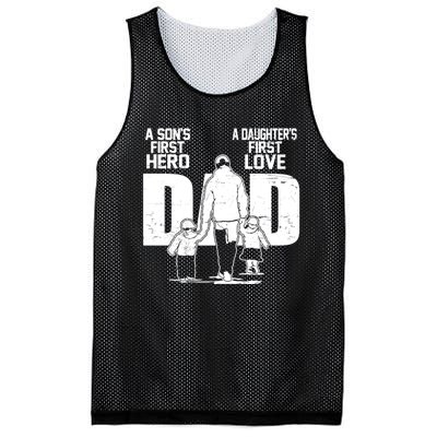 Dad A Sons First Hero Daughters First Love Fathers Day From Son Daughter To Dad Mesh Reversible Basketball Jersey Tank