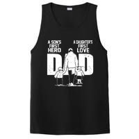 Dad A Sons First Hero Daughters First Love Fathers Day From Son Daughter To Dad PosiCharge Competitor Tank