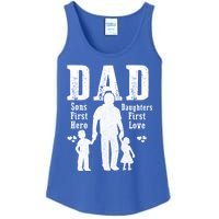 Dad A Sons First Hero A Daughters First Love Daddy Papa Pops Gift Ladies Essential Tank