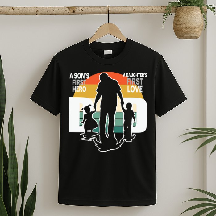 Dad A Sons First Hero A Daughters First Love Father's Day T-Shirt