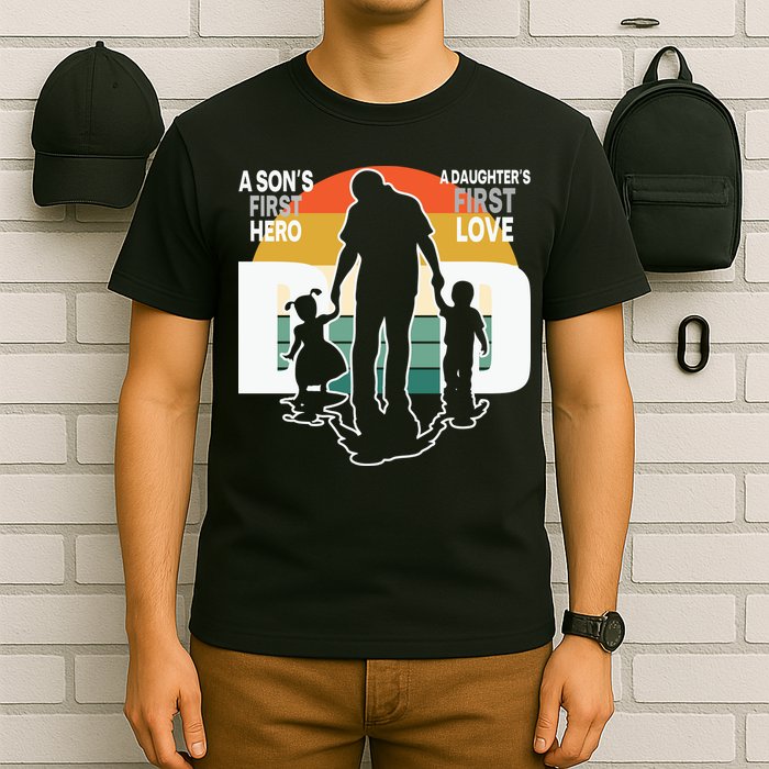 Dad A Sons First Hero A Daughters First Love Father's Day T-Shirt