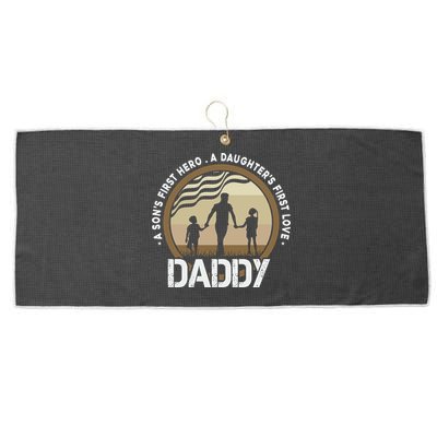 Daddy A Sons First Hero Daughters First Love Large Microfiber Waffle Golf Towel