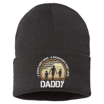 Daddy A Sons First Hero Daughters First Love Sustainable Knit Beanie