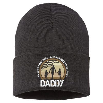 Daddy A Sons First Hero Daughters First Love Sustainable Knit Beanie