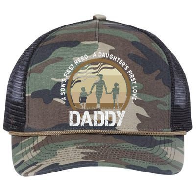 Daddy A Sons First Hero Daughters First Love Retro Rope Trucker Hat Cap