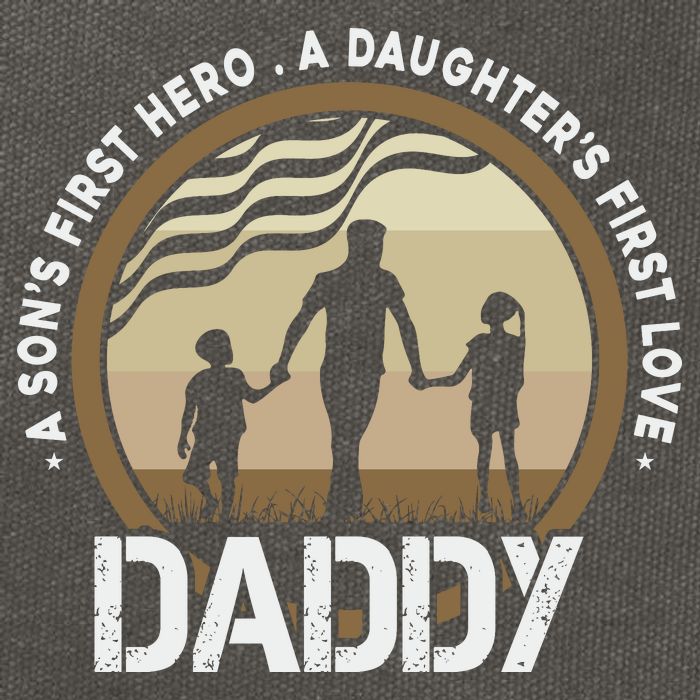Daddy A Sons First Hero Daughters First Love Cotton Canvas Backpack