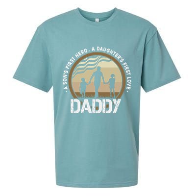 Daddy A Sons First Hero Daughters First Love Sueded Cloud Jersey T-Shirt