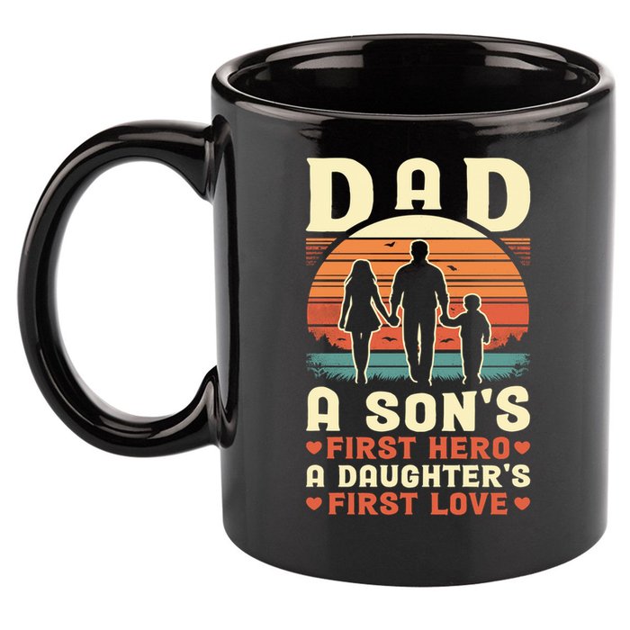Dad A Son'S First Hero A Daughter'S First Love Father'S Day 11oz C Handle Ceramic Mug
