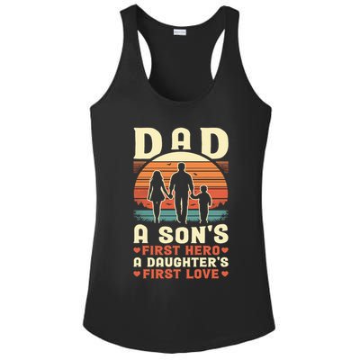 Dad A Son'S First Hero A Daughter'S First Love Father'S Day Ladies PosiCharge Competitor Racerback Tank
