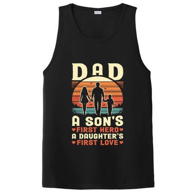 Dad A Son'S First Hero A Daughter'S First Love Father'S Day PosiCharge Competitor Tank