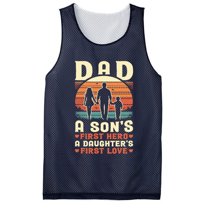 Dad A Son'S First Hero A Daughter'S First Love Father'S Day Mesh Reversible Basketball Jersey Tank