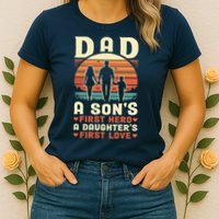 Dad A Son'S First Hero A Daughter'S First Love Father'S Day Womens T-Shirt