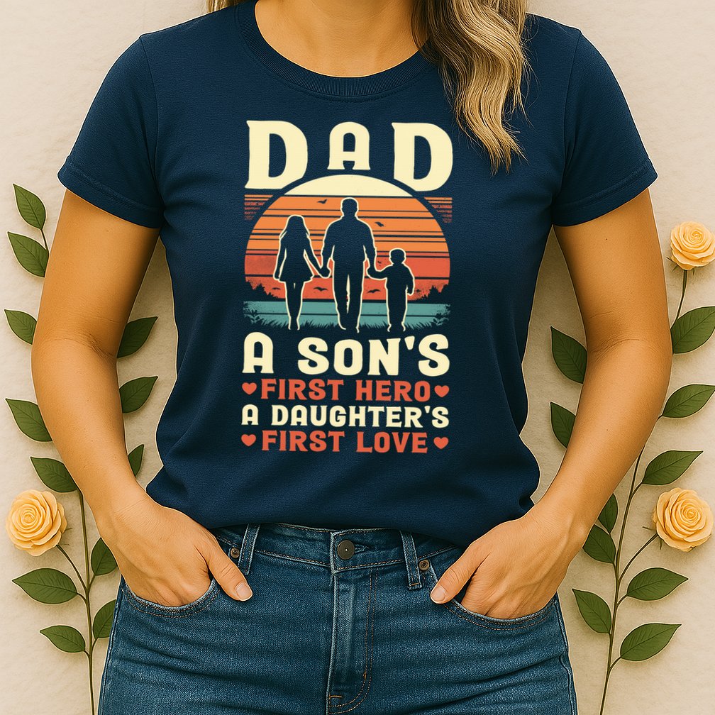 Dad A Son'S First Hero A Daughter'S First Love Father'S Day Womens T-Shirt