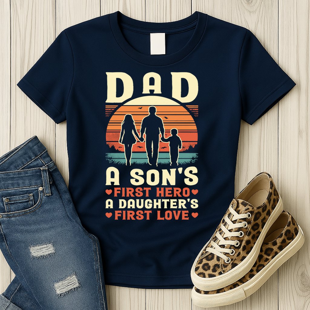 Dad A Son'S First Hero A Daughter'S First Love Father'S Day Womens T-Shirt