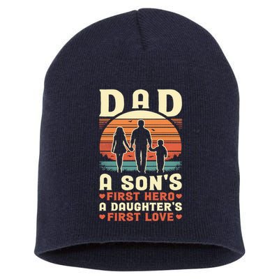 Dad A Son'S First Hero A Daughter'S First Love Father'S Day Short Acrylic Beanie