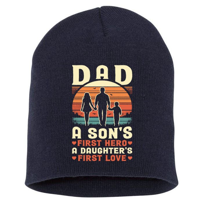 Dad A Son'S First Hero A Daughter'S First Love Father'S Day Short Acrylic Beanie