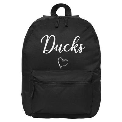 Ducks Above Small Heart Taylor 16 in Basic Backpack
