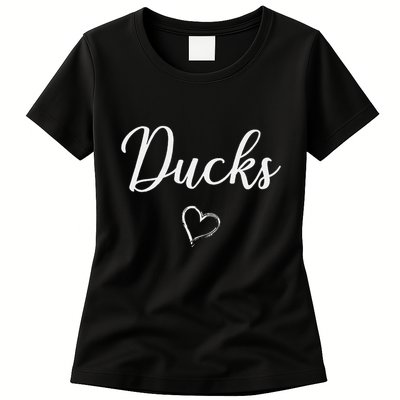 Ducks Above Small Heart Taylor Womens T-Shirt