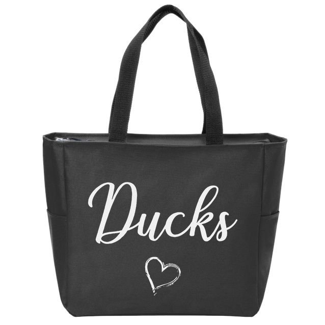 Ducks Above Small Heart Taylor Zip Tote Bag