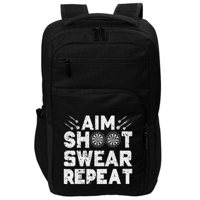 Darts Aim Shoot Swear Repeat Dartboard Funny Dart Player Impact Tech Backpack