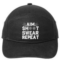 Darts Aim Shoot Swear Repeat Dartboard Funny Dart Player 7-Panel Snapback Hat