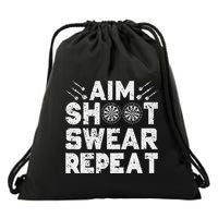 Darts Aim Shoot Swear Repeat Dartboard Funny Dart Player Drawstring Bag