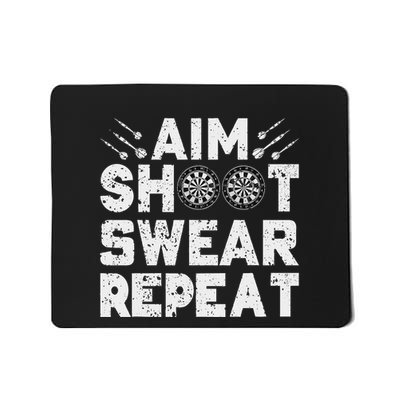 Darts Aim Shoot Swear Repeat Dartboard Funny Dart Player Mousepad